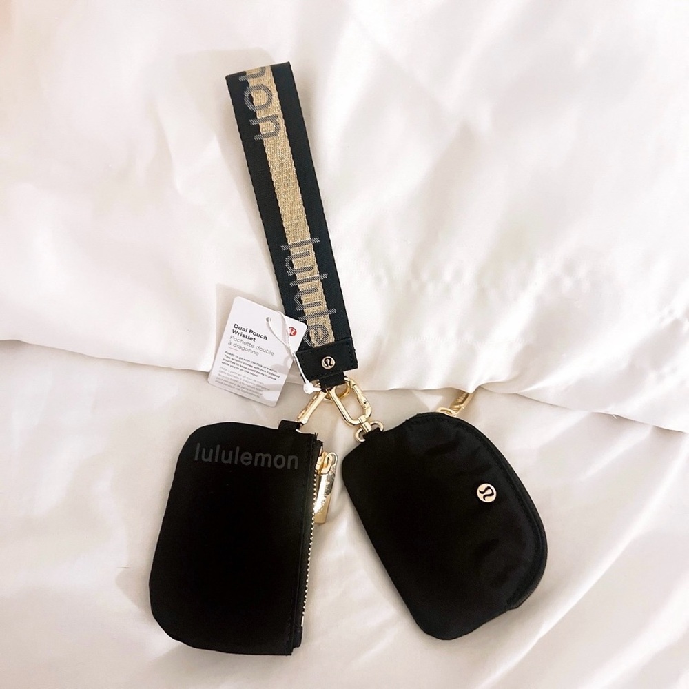 Lululemon Dual Pouch wristlet Black/ Gold